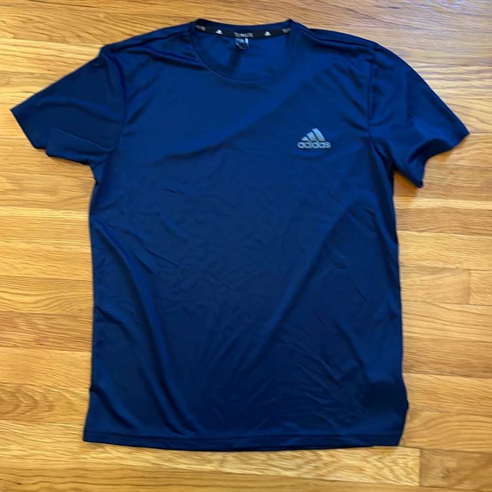 Men’s Adidas workout shirt, navy blue in good condition